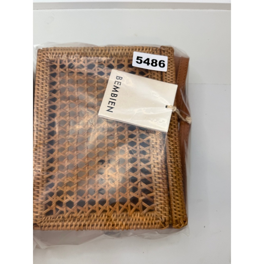 Bembien Rose Handwoven Rattan Crossbody Box Bag Leather Strap MSRP 210 NEW - Picture 11 of 11